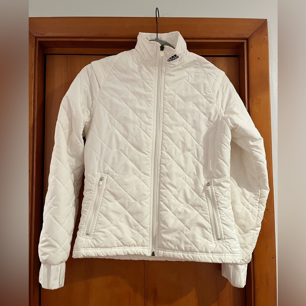 Adidas white quilted jacket.